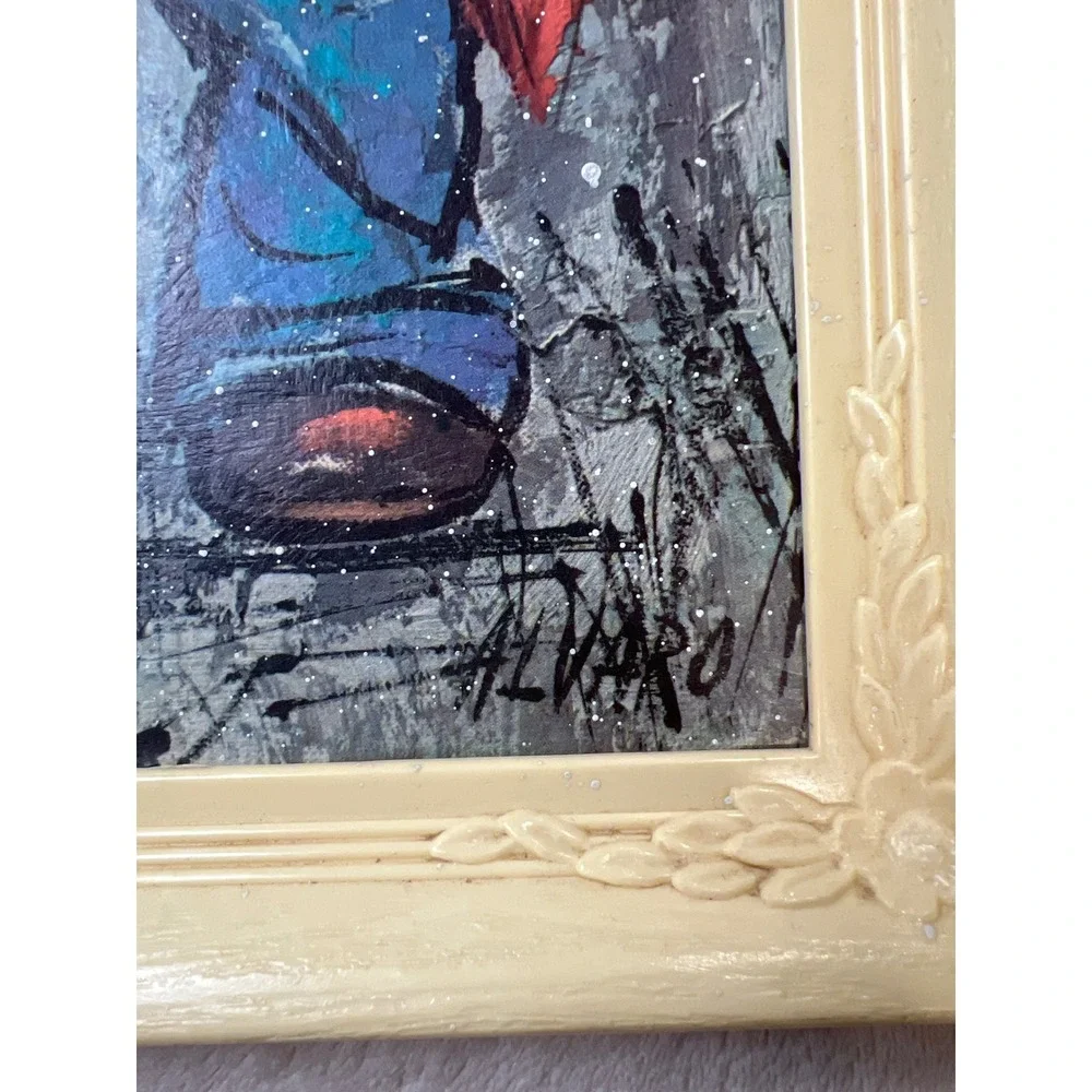 Ozz Franca Vintage Big Eye Boy Art Set 18x8 Cream Framed Alvaro and Franca MCM
